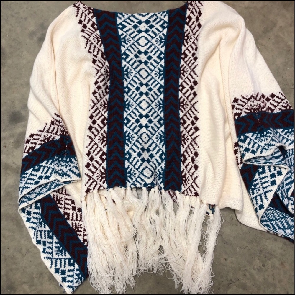 Boho/western sweater pancho S/M
